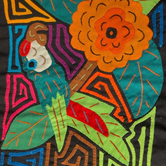 Mola Appliqué Quilted Tote Bag Purse Dual Strap Pocket Native Art - Picture 1 of 7